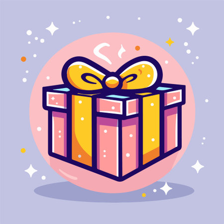 Gift box icon. Vector illustration of gift box with bow.のイラスト素材