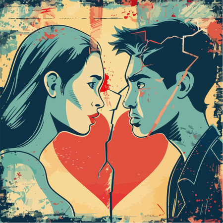 Couple of man and woman in love. Retro style vector illustration.のイラスト素材