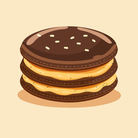 Chocolate macaroon cookies. Vector illustration in cartoon style.のイラスト素材