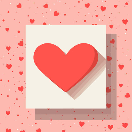 Love card with red heart. Valentines day card. Vector illustrationのイラスト素材