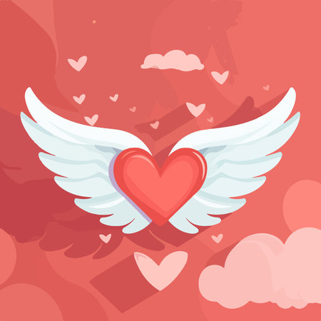 Valentine's day background with heart shaped wings. Vector illustrationのイラスト素材