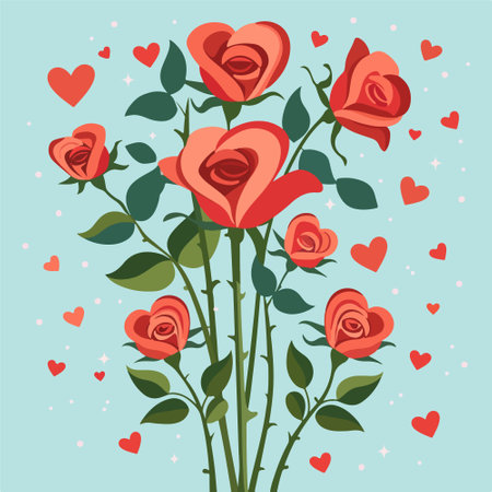 Valentine's day background with roses and hearts. Vector illustration.のイラスト素材