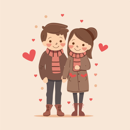 Cute couple in love. Vector illustration in flat cartoon style.のイラスト素材