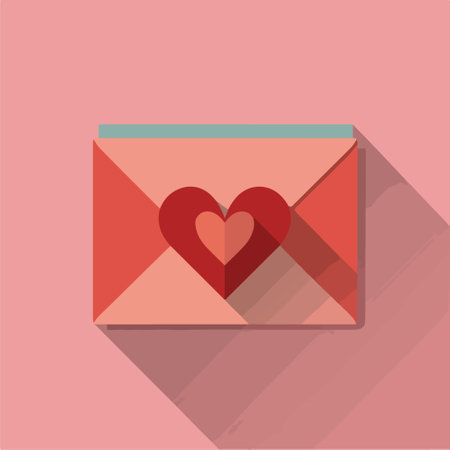 Valentine's day love letter with heart icon, flat designのイラスト素材