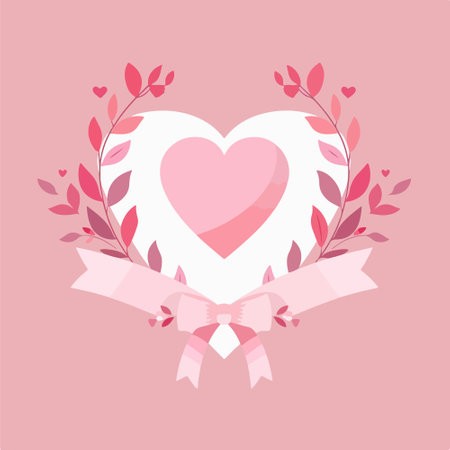 Valentine's Day background with heart and ribbon. Vector illustration.のイラスト素材