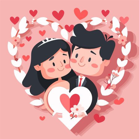 Wedding couple in love. Couple in love. Vector illustrationのイラスト素材