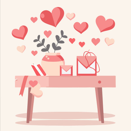 Valentine's day greeting card. Vector illustration in flat styleのイラスト素材