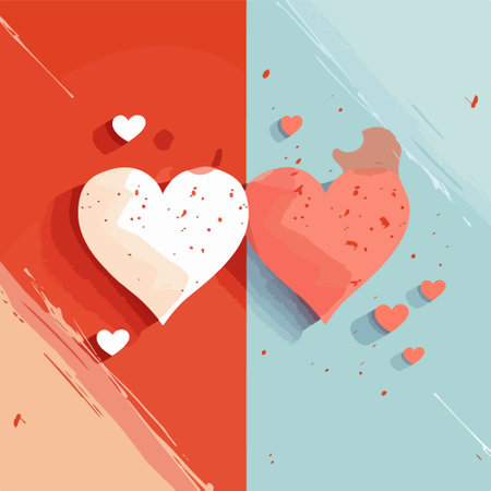 Two hearts on a colored background. Valentine's Day. Vector illustrationのイラスト素材