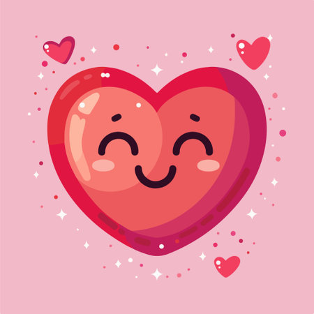Cute cartoon valentines day heart character. Vector illustration.のイラスト素材