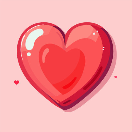 Red heart icon in cartoon style. Valentines day symbol. Vector illustration.のイラスト素材