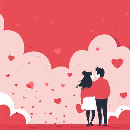 Valentine's day background with couple in love. Vector illustrationのイラスト素材