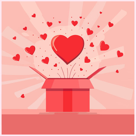 Valentine's day gift box with heart. Vector illustration.