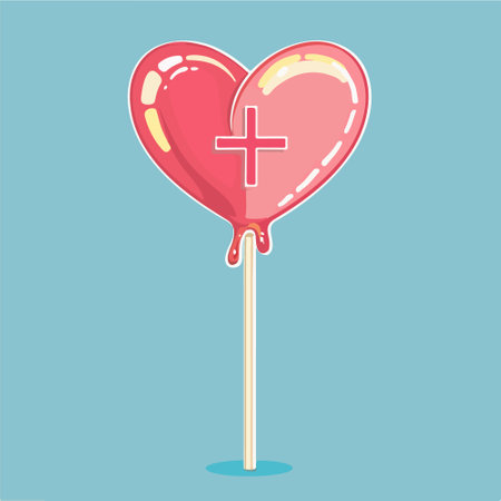 Heart lollipop with cross. Vector illustration in flat style.のイラスト素材