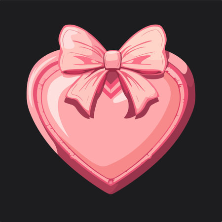Pink heart with a bow on a black background. Vector illustration.のイラスト素材