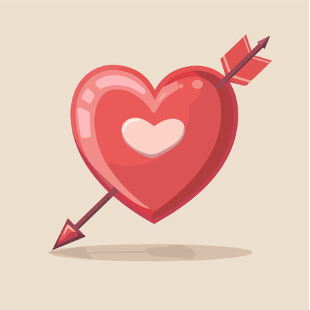 Heart pierced by an arrow. Love concept. Vector illustration in cartoon style.のイラスト素材