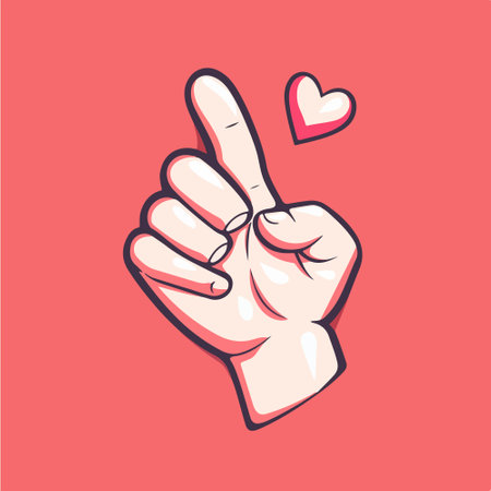 Vector illustration of hand showing thumbs up on red background. Hand gesture.のイラスト素材