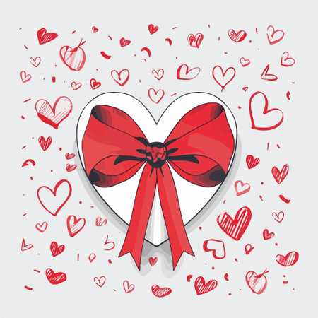 Valentine's day background with heart and bow. Vector illustration.のイラスト素材