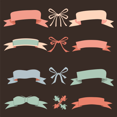 Set of vintage ribbons and bows. Collection of vector ribbons.のイラスト素材