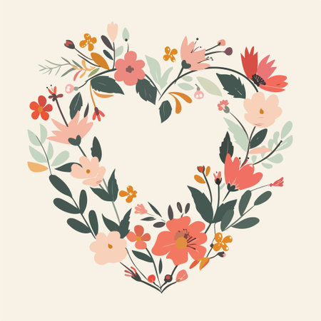 Hand drawn floral heart. Vector illustration in vintage style. Perfect for wedding invitations, greeting cards, save the date cards.のイラスト素材