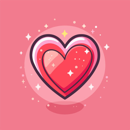 Vector illustration of pink heart with stars. Valentine's day symbol.のイラスト素材