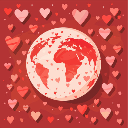 Valentine's day background with hearts and planet. Vector illustration.のイラスト素材