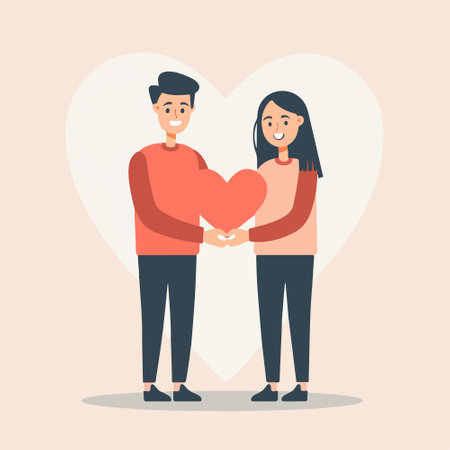 Couple in love holding hands. Vector illustration in flat style.のイラスト素材