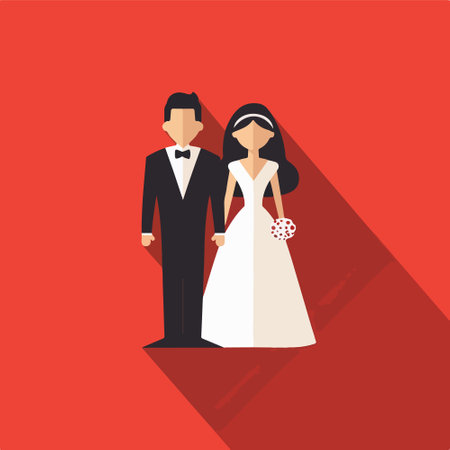 Wedding couple icon. Flat vector related icon with long shadow for web and mobile applicationsのイラスト素材