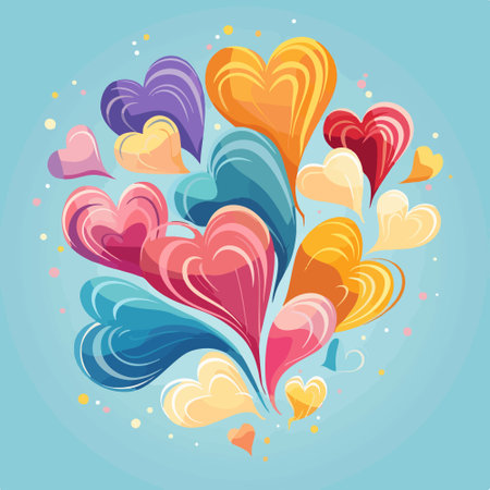 Colorful hearts on a blue background. Vector illustration for your designのイラスト素材