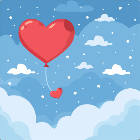 Valentine's day background with heart balloon. Vector illustration.のイラスト素材