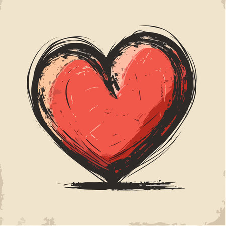 Hand drawn grunge heart on a vintage background. Vector illustration.のイラスト素材