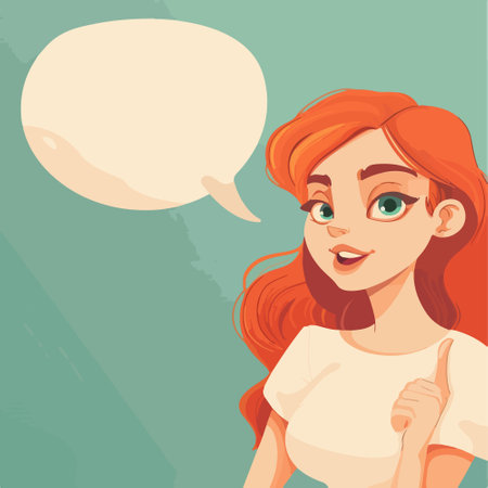 Beautiful young woman with speech bubble. Vector illustration in cartoon style.のイラスト素材