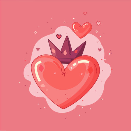 Valentines day card with heart and crown. Vector illustration.のイラスト素材