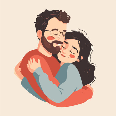 Vector illustration of a loving couple hugging. A man and a woman together.のイラスト素材