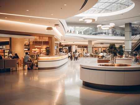 Interior of a modern shopping mall, shallow depth of field.の写真素材
