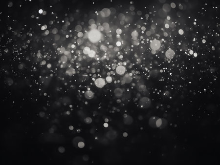abstract glitter lights bokeh background, black and white.の写真素材