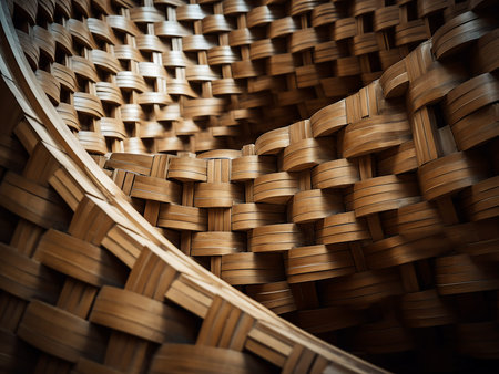 Wicker basket made of bamboo. Abstract background and texture for design.