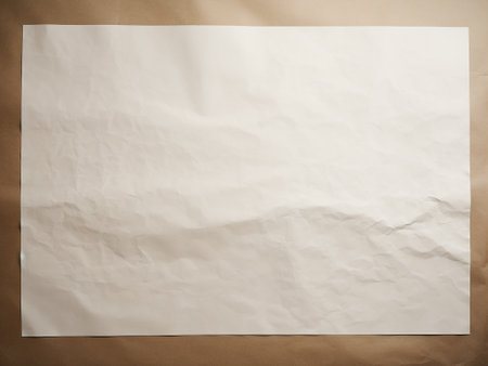 White crumpled paper on brown paper texture background with copy spaceの写真素材