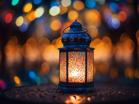 Lantern on bokeh background, Ramadan Kareem background