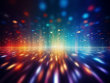 abstract background with bokeh defocused lights and rays of light