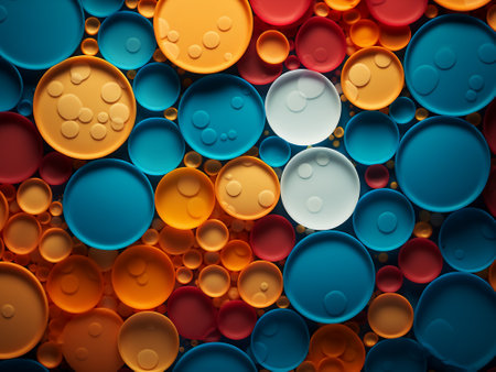 Abstract colorful background with circles. 3d render illustration. Can be used as a background or wallpaper.の写真素材