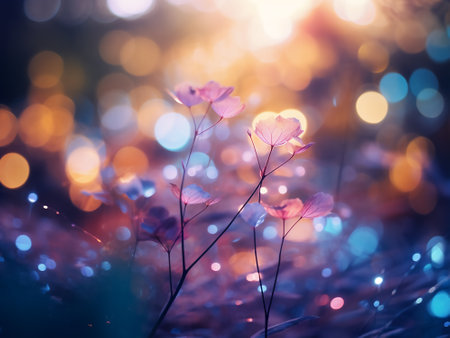 beautiful bokeh background in the forest at sunset. soft focusの写真素材