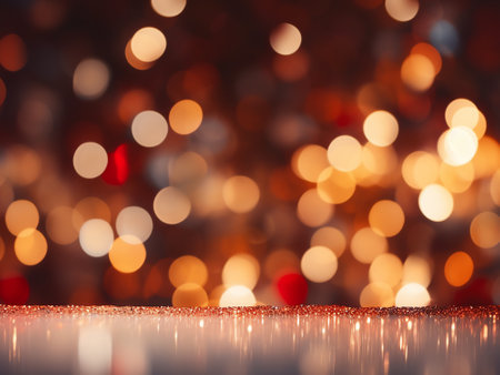 Christmas background with bokeh defocused lights and copy space.の写真素材