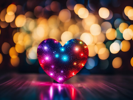 Valentine's day background with heart shape bokeh lightsの写真素材