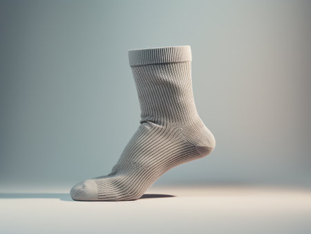 Pair of socks on a gray background. 3d rendering.の写真素材