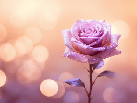 Beautiful purple rose on bokeh background with copy space.の写真素材