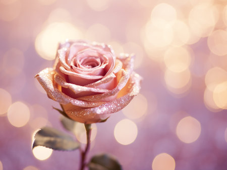 Beautiful pink rose on bokeh background. Soft focus.の写真素材