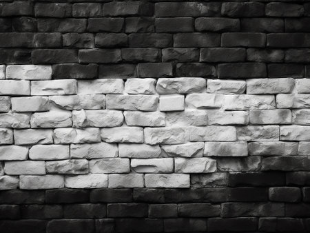 Black and white brick wall background. Black and white brick wall background.の写真素材