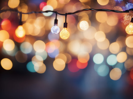 Christmas lights on bokeh background. Bokeh effect.