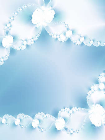 Garland of flowers on a blue backgroundの写真素材