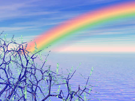Beautiful rainbowの写真素材